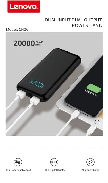 Lenovo%2020000mAh%20Power%20Bank%20Dual%20USB%20Port%20Smart%20LED%20Display%20-%20Image%202