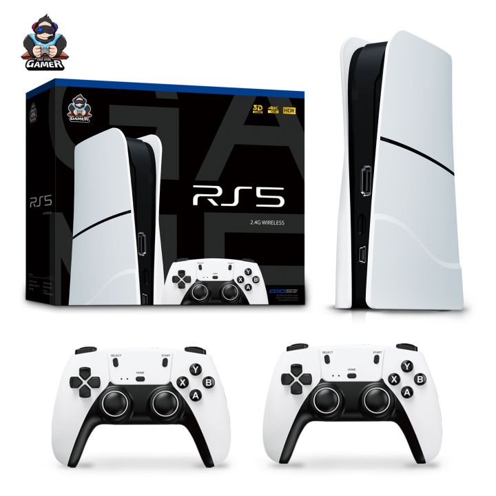 FLH RS5 TV Game Console Dual Stick Wireless Controller Game 20000+64GB Double Joystick 4K Retro Suitable for PC, Android, TV GAME