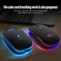 Rechargeable Bluetooth Mouse, 2.4G Dual Mode, Seven Colors Breathing Light Mute Button, Suitable for PC, IPad, Laptop. 
