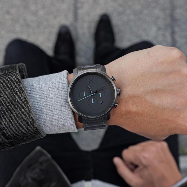 MVMT Watches Black Face with Black Stainless Steel Bracelet Men's Watch