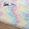 Long Plush Tie Dyed Carpet Thicken Floor Rug Nonslip Mat for Bedroom Bedside Living Room. 