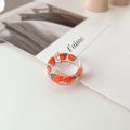 8 Style Transparent Colorful Fashion Resin Fruit Ring Set Sweet Temperament Acrylic Rings for Women Party Jewelry Friends Gift.