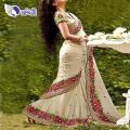 Wheat and Fire Brick Georgette Saree For Women.