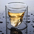 Glass wine household water double layered skull anti drop and high aesthetic value glass, Instagram style. 