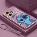 realme Note 50 note50 2024 Lovely Monster Stitch Rubber Phone Cover Glossy Plating Case Shockproof Casing with Strap.
