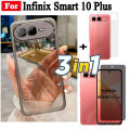 Infinix Smart 10 Plus Smart 10 X6725 Smart 9 Phone Case Plating Transparent Soft Casing with Camera Protective and Tempered Glass and Back Film 3 in 1. 