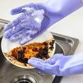 Dishwashing Cleaning Gloves Magic Silicone Rubber Dish Washing Gloves for Household Sponge Scrubber Kitchen Cleaning Tools. 