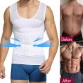 Men Shapewear Hook Eye Closure Adjustable Tummy Control Vest Waist Trainer Slimming Abdomen Tank Top Breathable Mesh Body Shaper. 