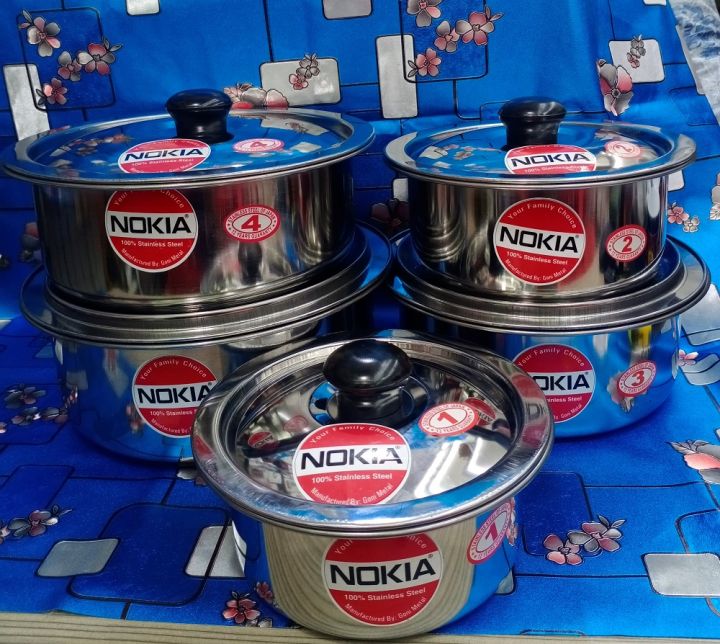 Nokia%205%20Pcs%20Stainless%20Steel%20Sauce%20Pan%20with%20Lid%20Set,(R),Stainless%20Steel%20Meal%20Prep%20Serving%20Bowl%20Thick%20Soup%20Pot%20With%20Lid.%20-%20Image%205