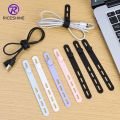 5 Pcs/ Set Portable 4 Holes Adjustable Silicone Wire Manager Ties Space Saving Data Cable Organizer Strap Computer Mouse Line Winder Tape. 