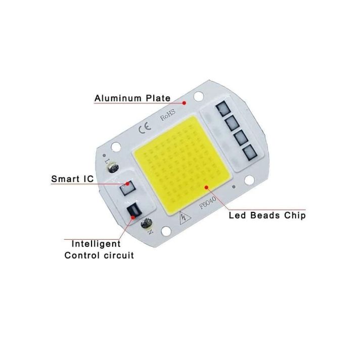 50W 220V LED COB Chip with Integrated Smart IC Driver and with Heat ...