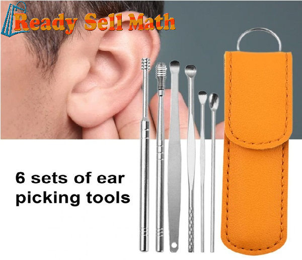 6 Pieces Stainless Steel Ear Pick Set Portable Ear Cleaner Set-6 Colors
