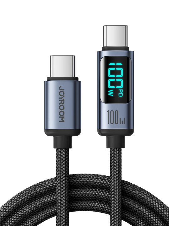 JOYROOM S-CC100A16 100W Type-C to Type-C Braided Digital Display Fast Charging Data Cable