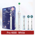 Oral-B Pro 4000 Electric Toothbrush with 4 Brush Heads Rechargeable Adult Teeth Brush With Pressure Sensor 4 Brushing Modes. 