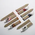 16mm 17mm 18mm 19mm 20mm 21mm 22mm 23mm 24mm Width Leather Watch Band Butterfly Buckle Flat Head Universal Straps Watch accessories Colorful. 
