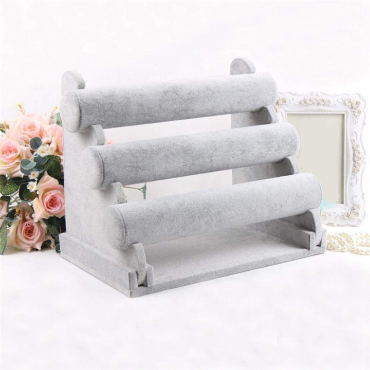 1%20PCS%20Bracelet%20Holder%20Jewelry%20Display%20Stand%20Organizer%20Jewelry%20Holder%20Ice%20Gray%20Velvet%203%20Tier%20-%20Image%205