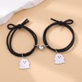 Candy Color Lovers Bracelets 2PCS/set Rope Chains Heart Charm Bracelets love magnet Ghost Charm Bangles for Anniversary Gifts Relationship Jewelry Casual Wear Valentine's Day Friends Accessory.
