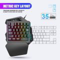 V100 1.6m Wired Game Keyboard Mechanical Handle Backlight 35 Key PC Mini Keyboard Black One Hand Keyboard. 