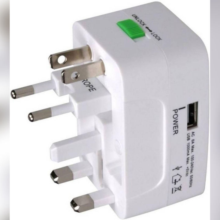 UNIVERSAL WORLD TRAVEL ADAPTER with USB Port Charger Plug