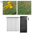 10Pcs Tent Stakes Pegs, Metal Camping Tent Nails Stake with Hooks, Ground Pins Stakes Ground Stakes Garden Stakes for Garden Travel Pitching , Bag. 