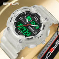 SANDA 6181 Dual Display Men Watches Waterproof Sports Watch Military Man Alarm Stopwatch Quartz Wristwatch Male Digital Clock.