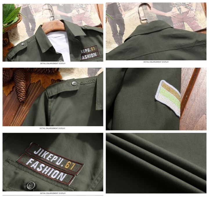 Men's%20Shirts%20Military%20Cotton%20Shirt%20Khaki%20Casual%20Retro%20Slim%20Fit%20with%20Pocket%20Long%20Sleeve%20Vintage%20Jacket%20Streetwear%20Drop%20Shipping%20-%20Image%205