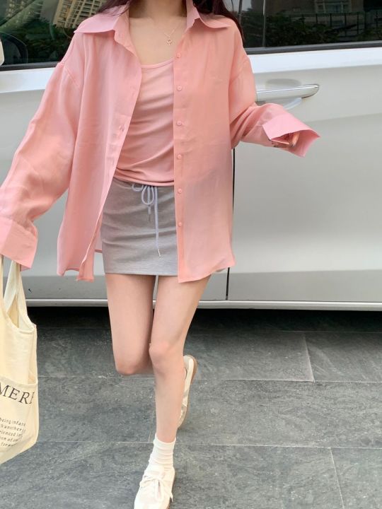 Ice%20Silk%20Sun%20Protection%20Shirt%20Women's%20Summer%20Tencel%20Thin%20Shirt%20French%20Style%20High%20Sense%20Cardigan%20Top%20Coat%20Spring%20and%20Autumn%20-%20Image%205