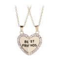 BFF Necklace Women Crystal Heart Pendant Best Friend Letter Necklace Fashion Cou. 