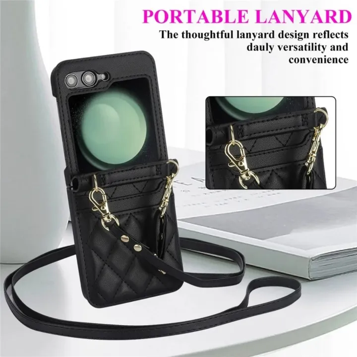 %E3%80%90Best-Selling%E3%80%91%20HODON%20Fashion%20Korean%20Card%20Crossbody%20Bag%20Long%20Short%20Chain%20Leather%20Case%20for%20Galaxy%20Z%20Flip%206%20Z%20Flip%205%204%203%20Z%20Flip%205%20Z%20Flip%204%20Cases%20Shockproof%20Protective%20Cover%20-%20Image%205