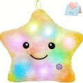 Five-pointed star Luminous Pillow Soft Stuffed Plush Glow Colorful Star Cushion LED Light Toys For Children Kids Birthday Gifts.