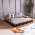 Nice Furniture Solid Acacia Engineered Wood Floor Beds | Space Saving Low Floor/Lying/Rise/Level/Profile Cot Bed for Bedroom | King Size Bed | Queen Size Bed | Double Beds | Single Bed for Bedroom | Dark Brown Finish.