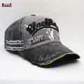 Whimsical Understated -Craftsmanship and Trendy -Silver Grey Black Rebel Embroidery Logo Imported Wash Cap- Progressively Better. 