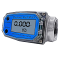 25 Digital Turbine Flow Meter For Measuring Gasoline Water Sea Liquid Flowmeter Blue Easy To Use Silver & Blue.