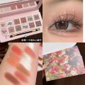 New 12 Colors Begonia Flower Oil Painting Pink Brown Eyeshadow Palette Matte Pearlescent Fine Glitter Earth Tone Low Saturation Eyeshadow Palette. 
