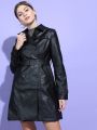 Pantoneclo Premium Quality Girl's / Ladies PU Leather Long Jacket / Overcoat. 