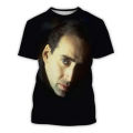 Actor Star Nicolas Cage 3D Printing T-Shirt Unisex Fun Short Sleeve Casual Round Neck T-Shirt Men's Fashion Punk Tops.