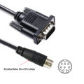 DB9 Male RS232 to Mini Din 8P Male Serial Cable for Connecting Delta DVP Series PLC to DOP Series HMI. 