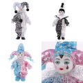 9 Inch Porcelain Smiling Clown Doll Wearing Outfits Funny Harlequin Doll Circus Props Halloween Christmas Decoration Kids Gifts.