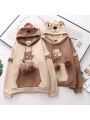 Korean Kawaii Hoodies Women Harajuku Bear Anime Cotton Fleece Hoodie Coat Long Sleeve Oversized Kpop Y2K Girls Winter Clothes.