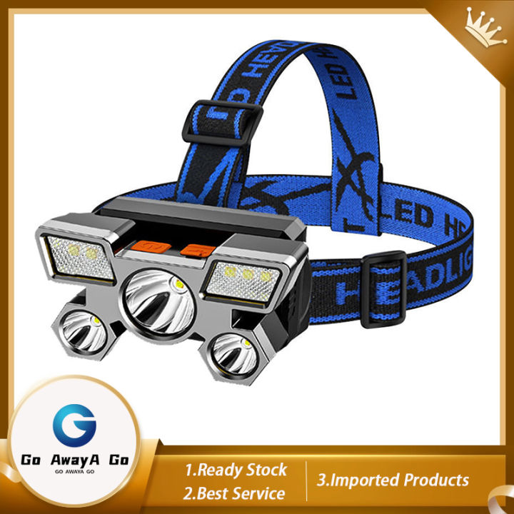 Go AwayA Go Headlamps USB Rechargeable Super Bright LED Headlamp 5 LED Flashlight Headlamp 4 Modes Headlight Waterproof LED Flash Light Working Lamp For Outdoor Camping Headlight Emergency Light