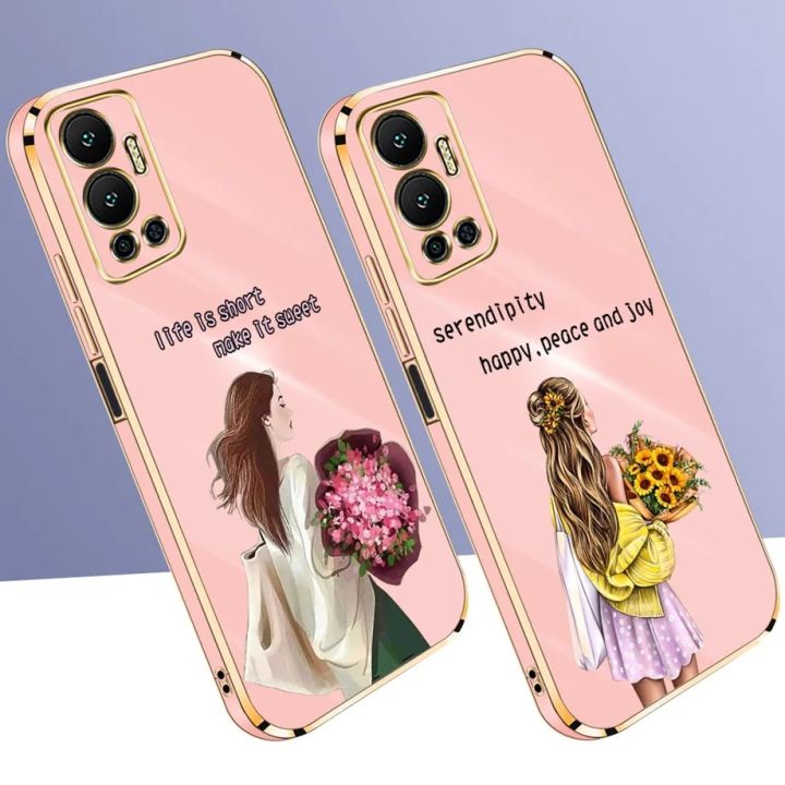 For Infinix Hot 12 Case Fashion Girl Ins Style Soft Silicone Plating Phone Cases Back Cover For Infinix Hot12 X6817 Coque Fundas