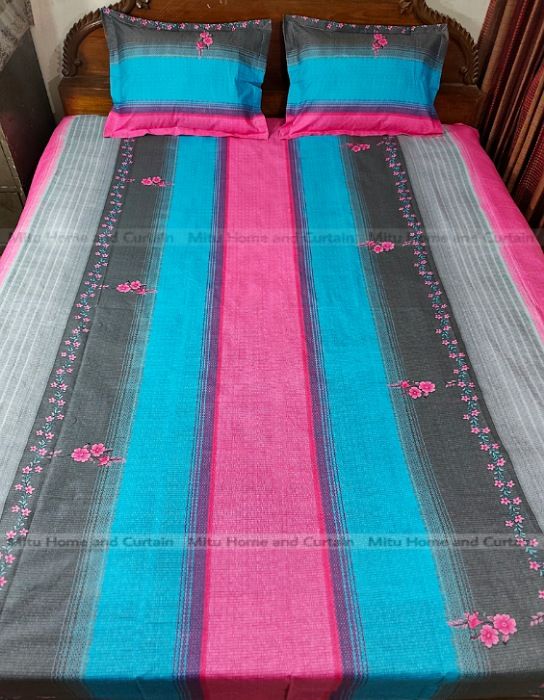 King%20size%20Bedsheet%20with%20Pillow%20cover%20Chador%20set%207.5%C3%978.25%20feet%20Full%20cotton%20fabric%20%20Pink%20,%20Light%20ash%20-%20Image%203
