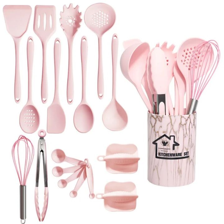 Pink%2018Pcs%20Food%20Grade%20Silicone%20Kitchen%20Cookware%20Utensils%20Turner%20Spatula%20Measuring%20Spoon%20Practical%20Cooking%20Tool%20Kitchenware%20Set%20-%20Image%207