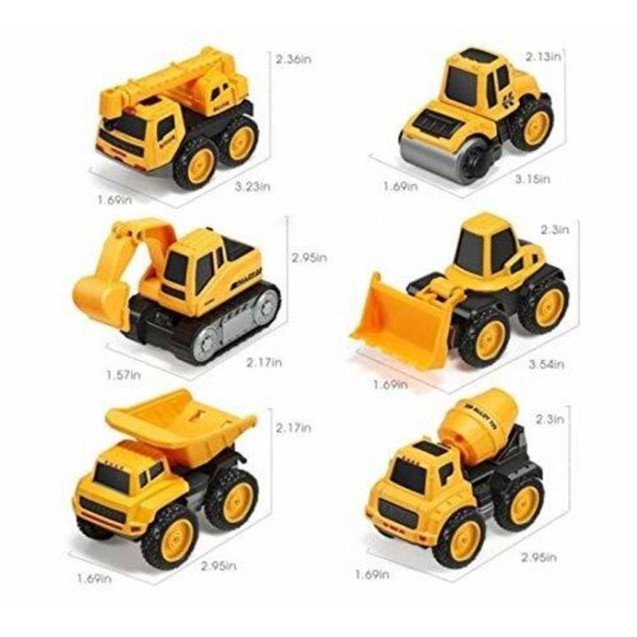 6pcs Mini Casted Toy Track Car Mini Toy Construction Vehicle Set Farm Tractor Excavator Simulation