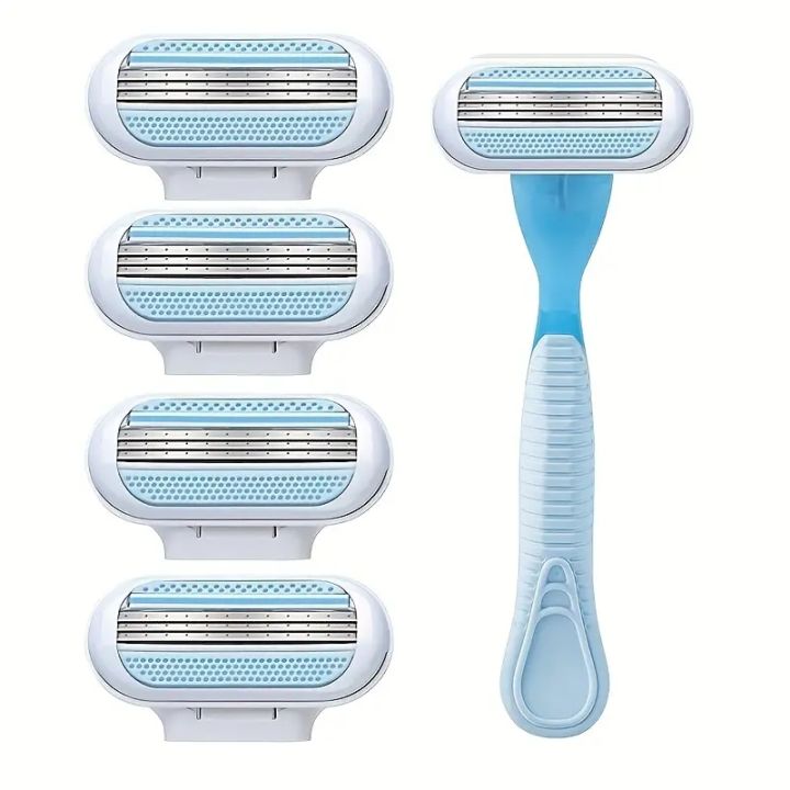 3-Layer Manual Razor With 4 Blades For Women, Classic Razor, Shaving, Replacement Refills, Skin Protection