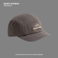 [ New ]5cm Short Brim Baseball Cap Brown Hat Men's Big Head Circumference Soft Top Vintage Embroidered Short Brim Peaked Cap. 
