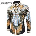 New Luxury Royal Shirt Men Casual Slim Fit Long Sleeve Men Paisley Print Shirt Camisa Social Prom Party Shirt Cool Popular Tops.