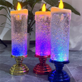 LED Christmas Candles Colour Changing LED Water Candle with Glitter Flameless LED Candle Lights Desk Table 27.5 X 8cm Rose Red.