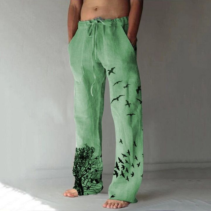 Men%20Pants%20Casual%20Stylish%20Flying%20Bird%20Print%20Lace-up%20Mid%20Waist%20Vintage%20Long%20Pants%20Male%20Trousers%20Streetwear%20Spring%20Autumn%20-%20Image%204
