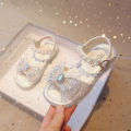 Girls Sandals Fashion Sequins Cute Bow Summer Princess Shoes Soft Falt Children Beach Kids Footwear 23-36.